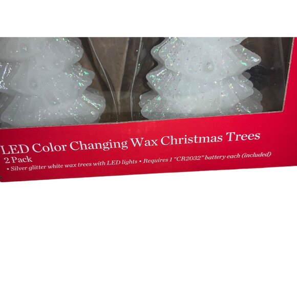 LED color Changing Wax Christmas Trees- set of 2 - Picture 2 of 16